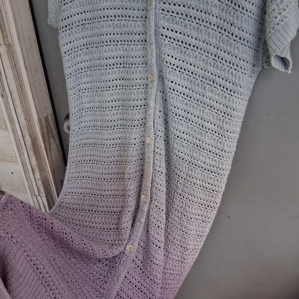 Free People We The Free Alicia Crochet Cardigan Indigo Orchid XS EUC